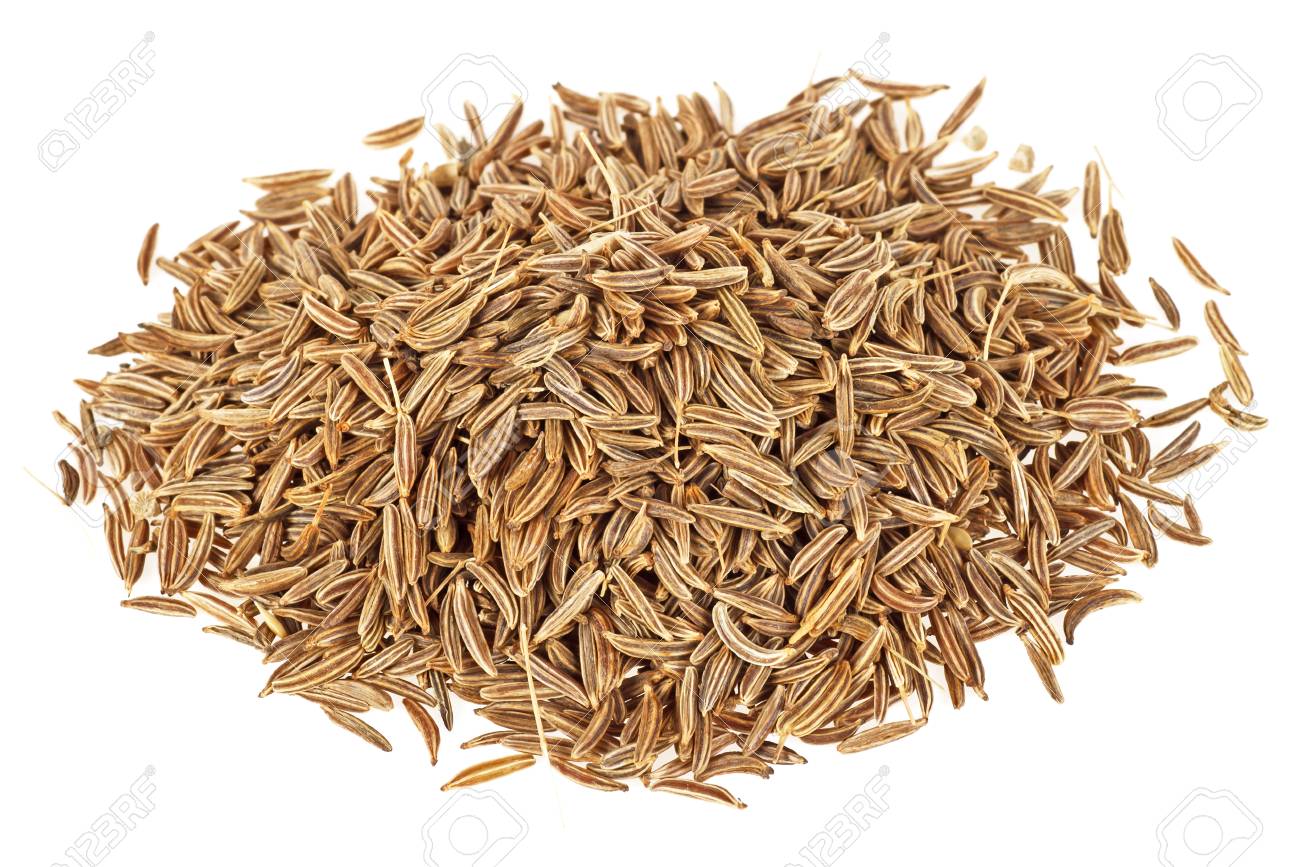 Dried cumin seeds on a white background - 89854240 Dried cumin seeds on a white background - 89854240