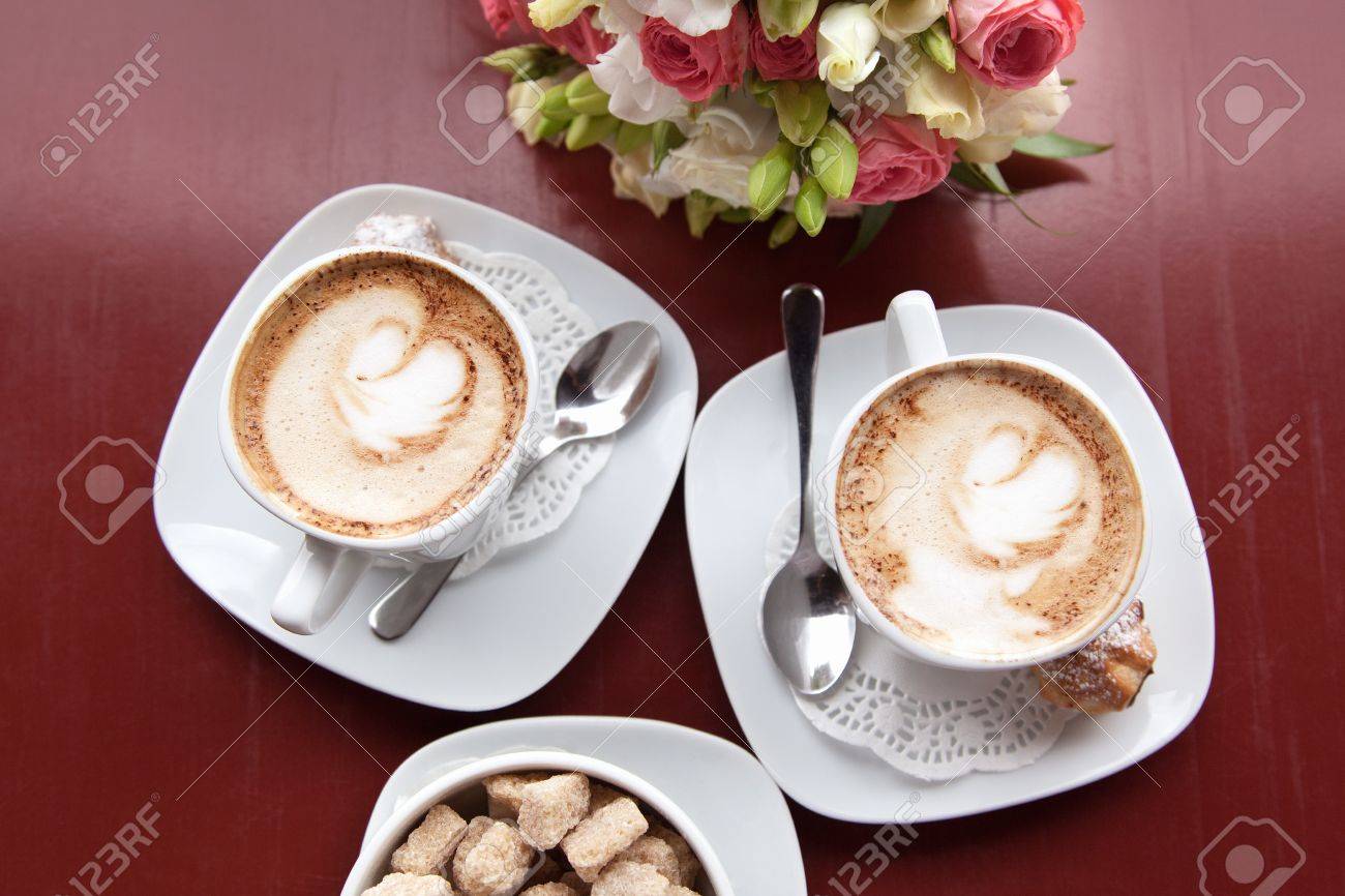Two Coffee Cups With Coffee Two Coffee Cups With Coffee
