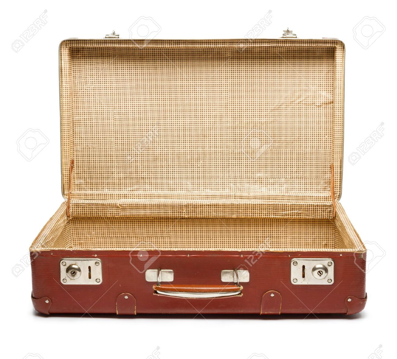 Empty Vintage Open Suitcase On White Background Stock Photo Picture And Royalty Free Image Image