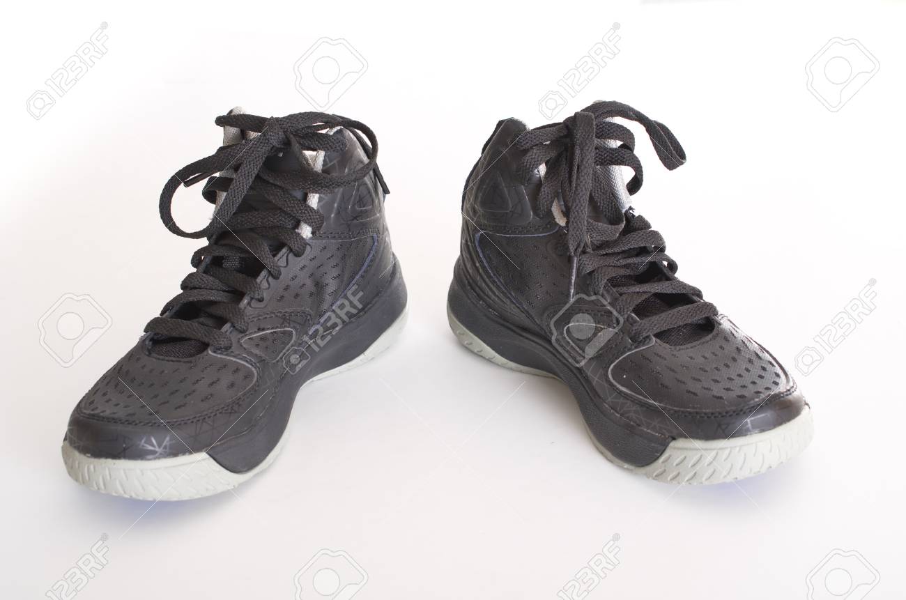 black leather basketball shoes