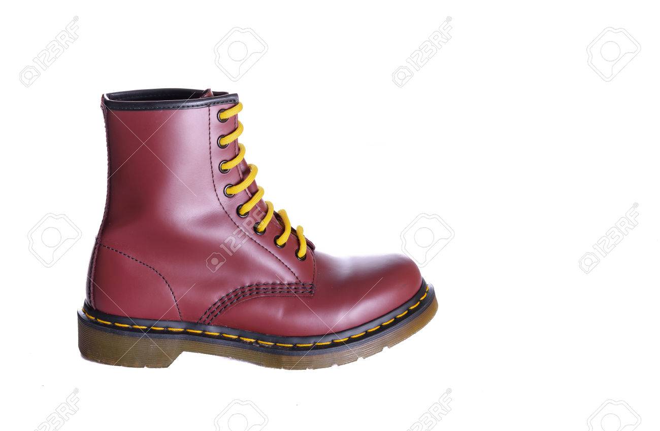 red lace up combat boots