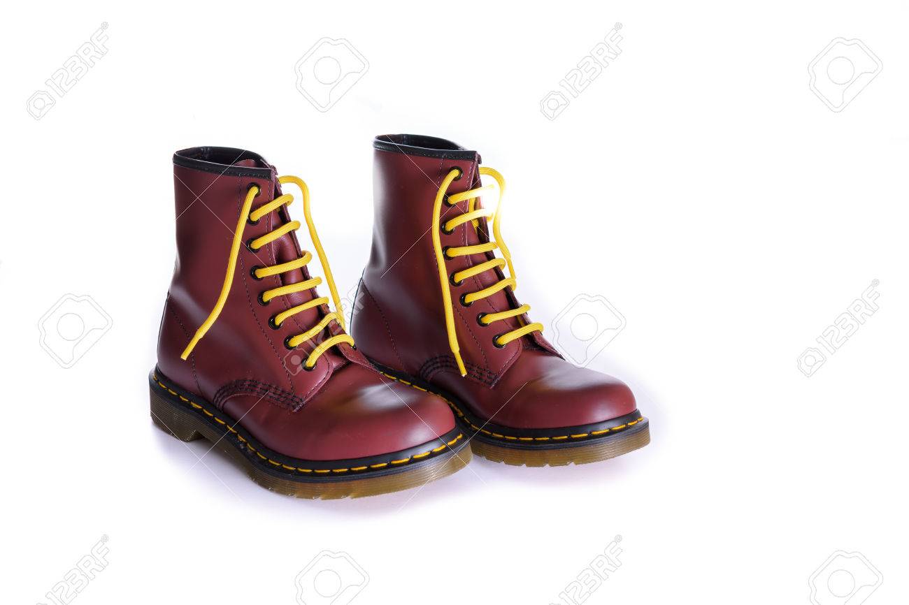 cherry red combat boots