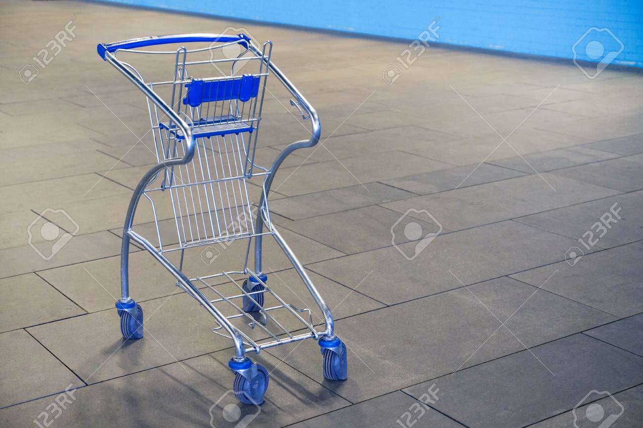 Small empty food basket trolley with child seat. - 113118253 Small empty food basket trolley with child seat. - 113118253