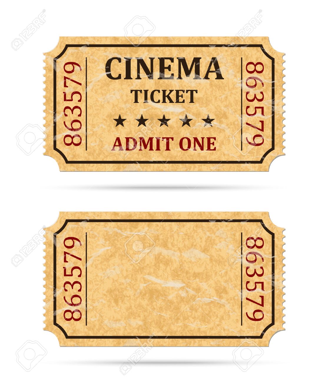 Retro ticket de cinéma et de billet vide Retro ticket de cinéma et de billet vide