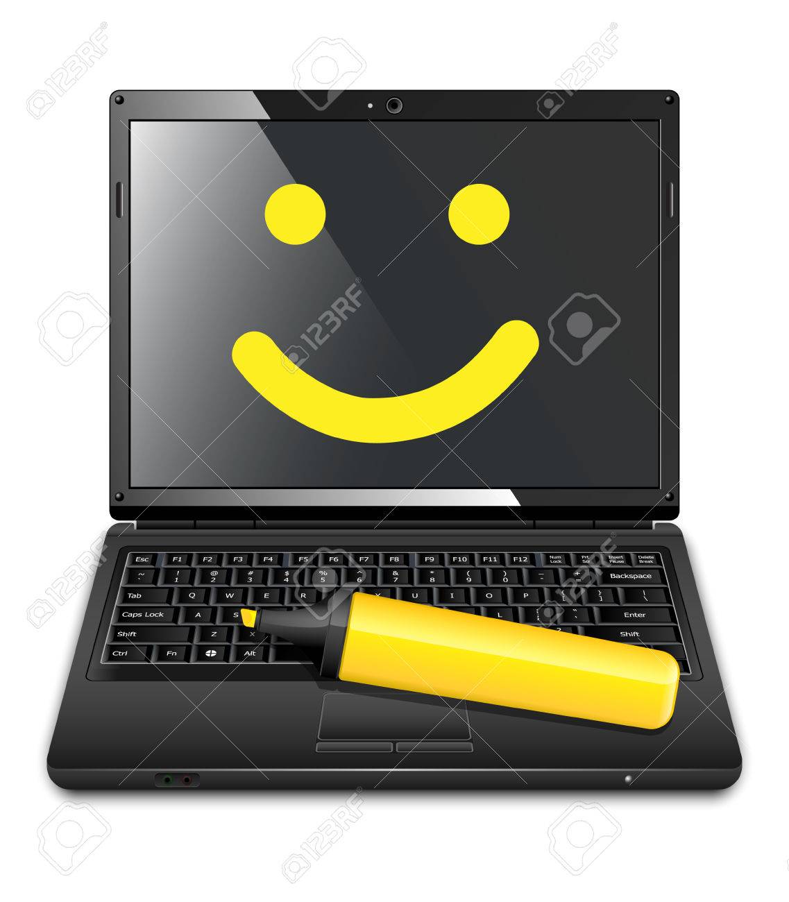 Lustige Vektor Laptop Mit Einem Lacheln Auf Dem Bildschirm Lizenzfrei Nutzbare Vektorgrafiken Clip Arts Illustrationen Image