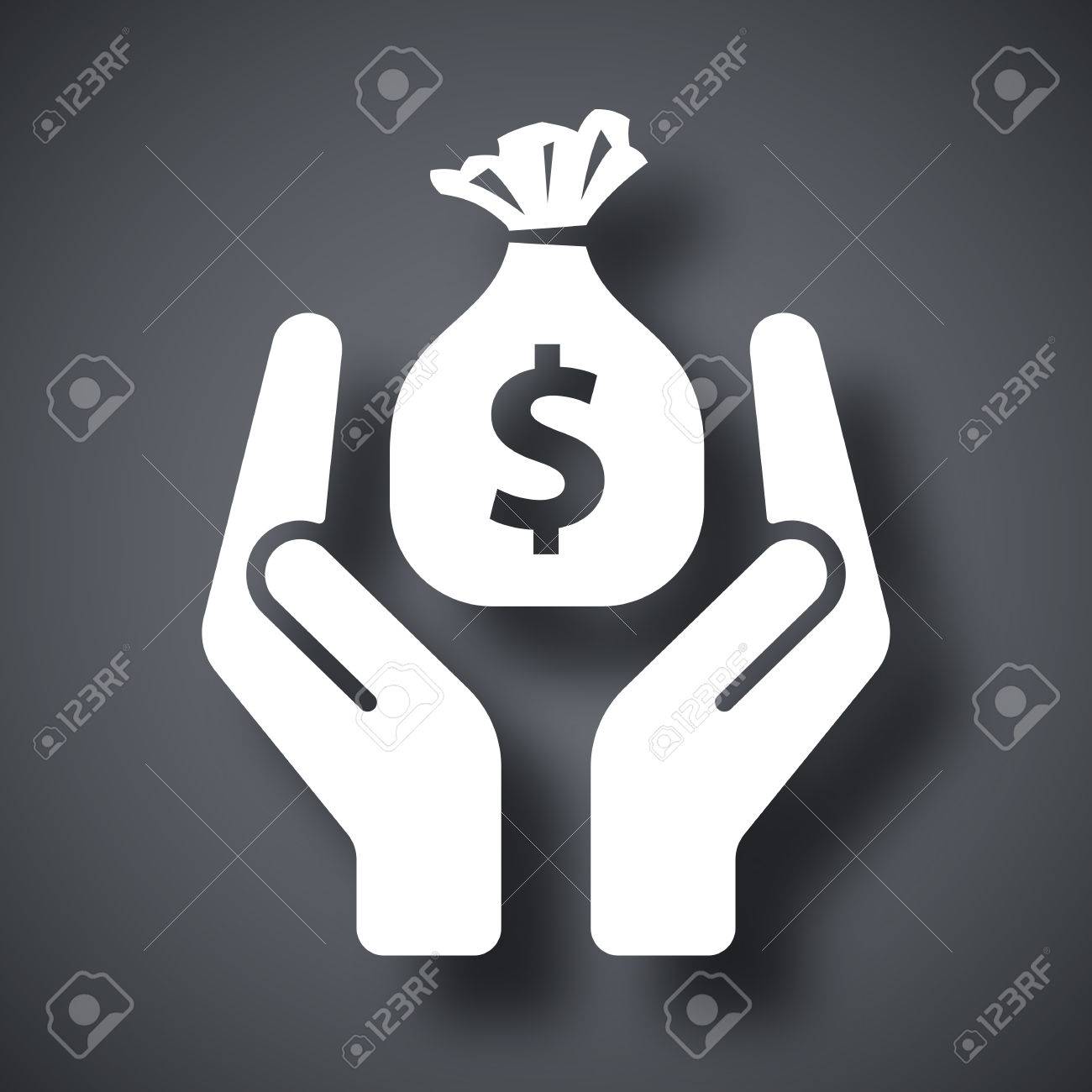 手を守るお金の袋 ベクトルのアイコンのイラスト素材 ベクタ Image