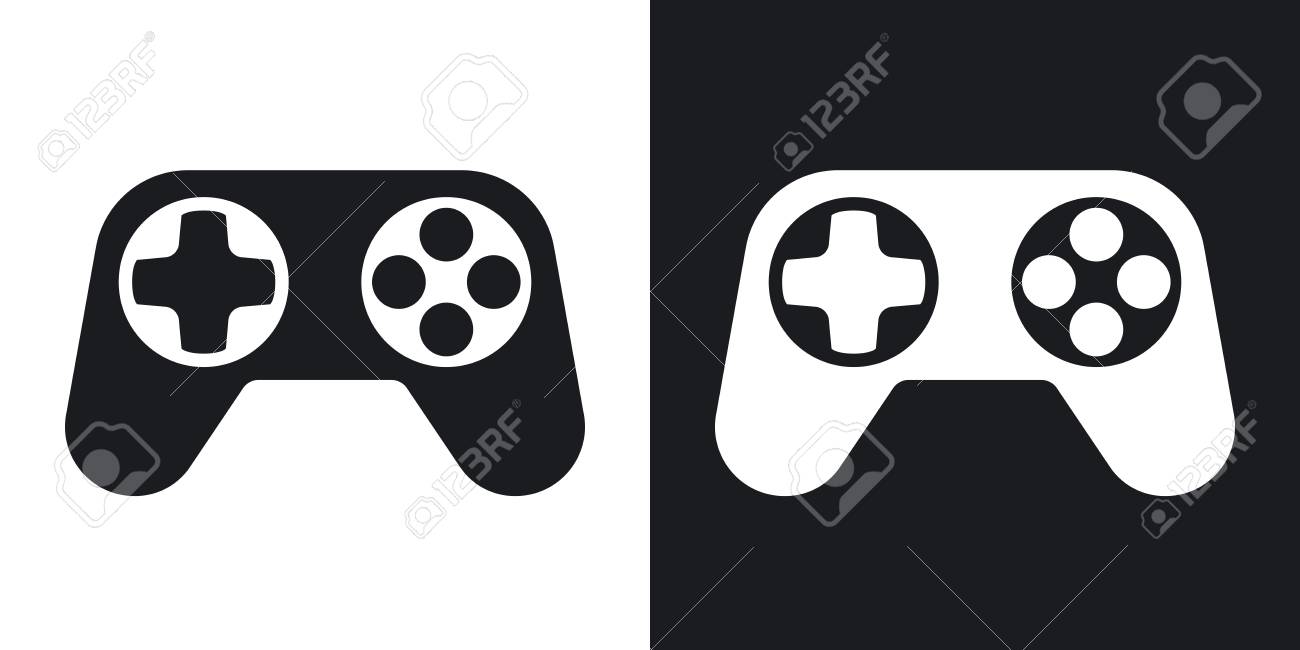 ゲームパッドのベクター アイコン 黒と白の背景にツートン カラー バージョンのイラスト素材 ベクタ Image