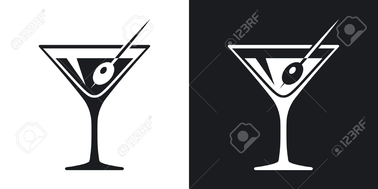 Vector martini glass icon. Two-tone version on black and white background - 55487467 Vector martini glass icon. Two-tone version on black and white background - 55487467