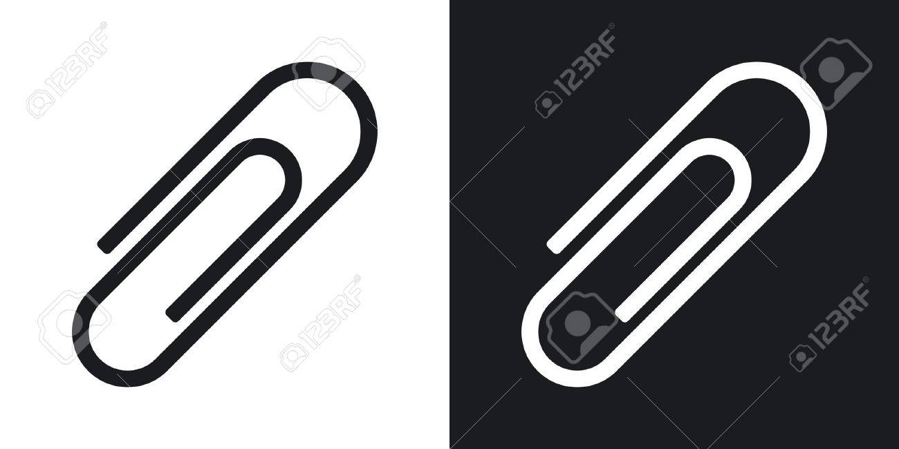 ペーパー クリップのアイコンをベクトルします 黒と白の背景にツートン カラー バージョンのイラスト素材 ベクタ Image ペーパー クリップのアイコンをベクトルします 黒と白の背景にツートン カラー バージョンのイラスト素材 ベクタ Image