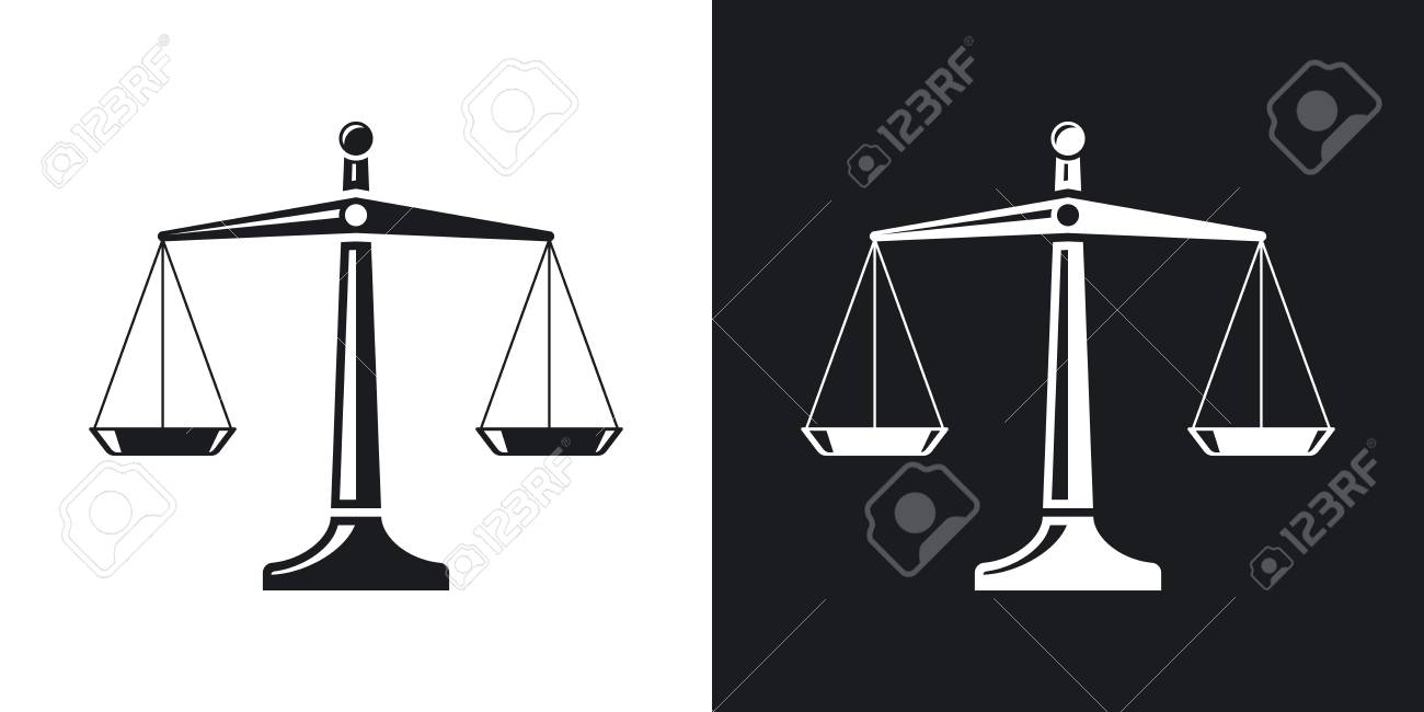 正義のアイコンのベクトルのスケール 黒と白の背景にツートン カラー バージョン のイラスト素材 ベクタ Image