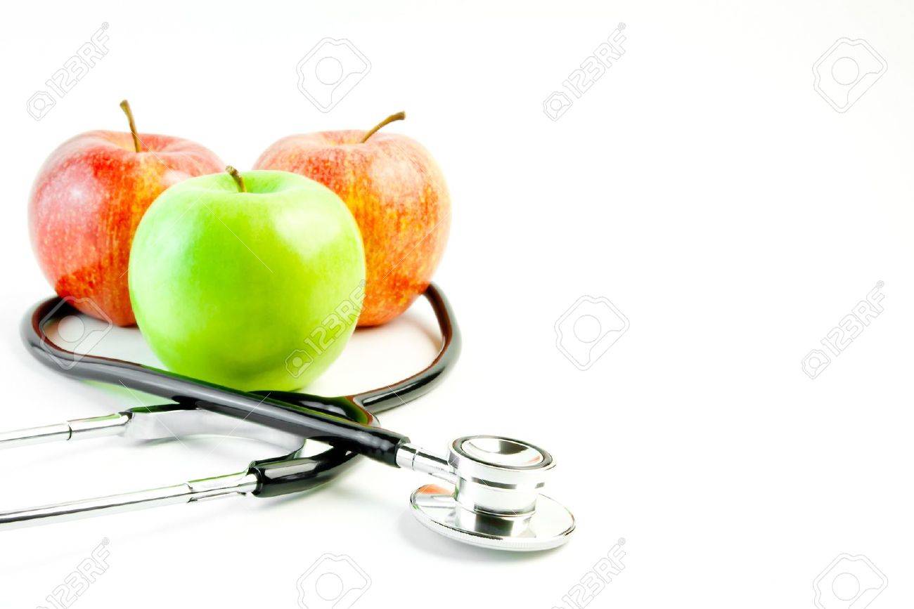 detail of medical stethoscope and three apples on white background with space for text - 11781977 detail of medical stethoscope and three apples on white background with space for text - 11781977