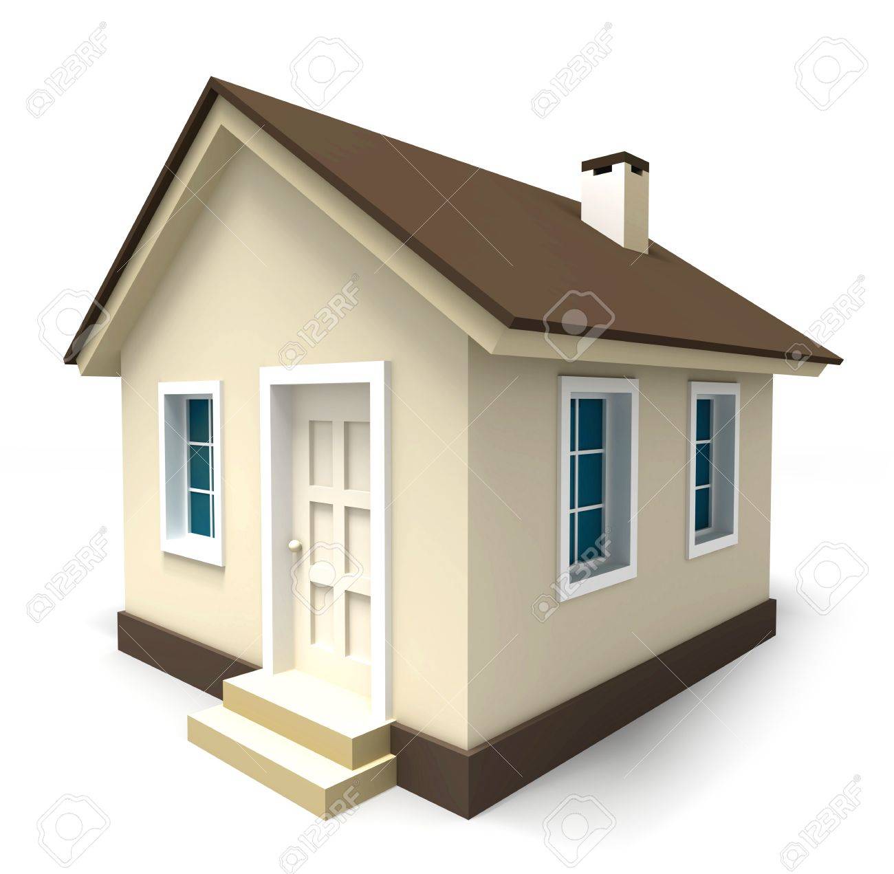 Small House In Brown Colours On White Background. Clipping Path ...