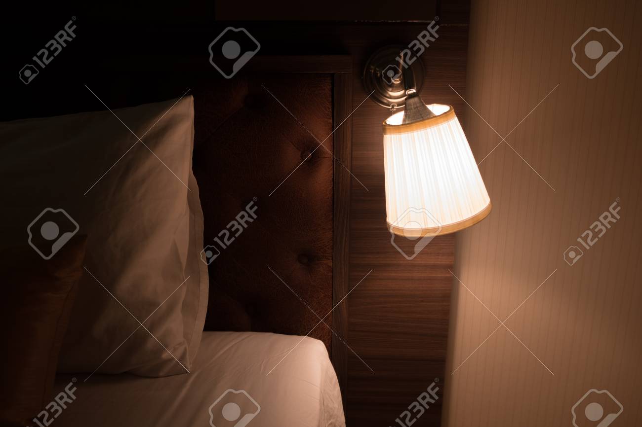 Lamp Set Up Side The Bed Decorate In The Bedroom