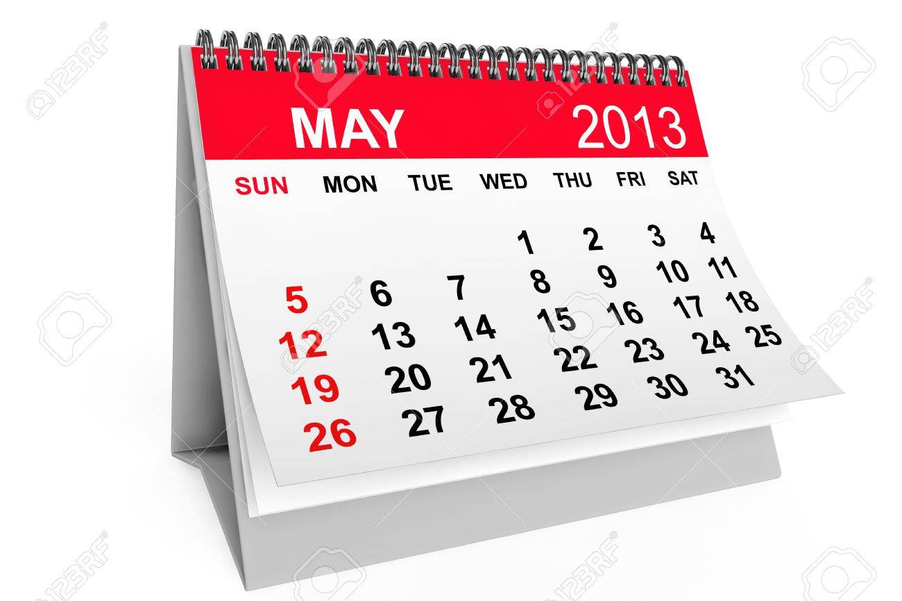 2013 year calendar may calendar on a white background stock photo