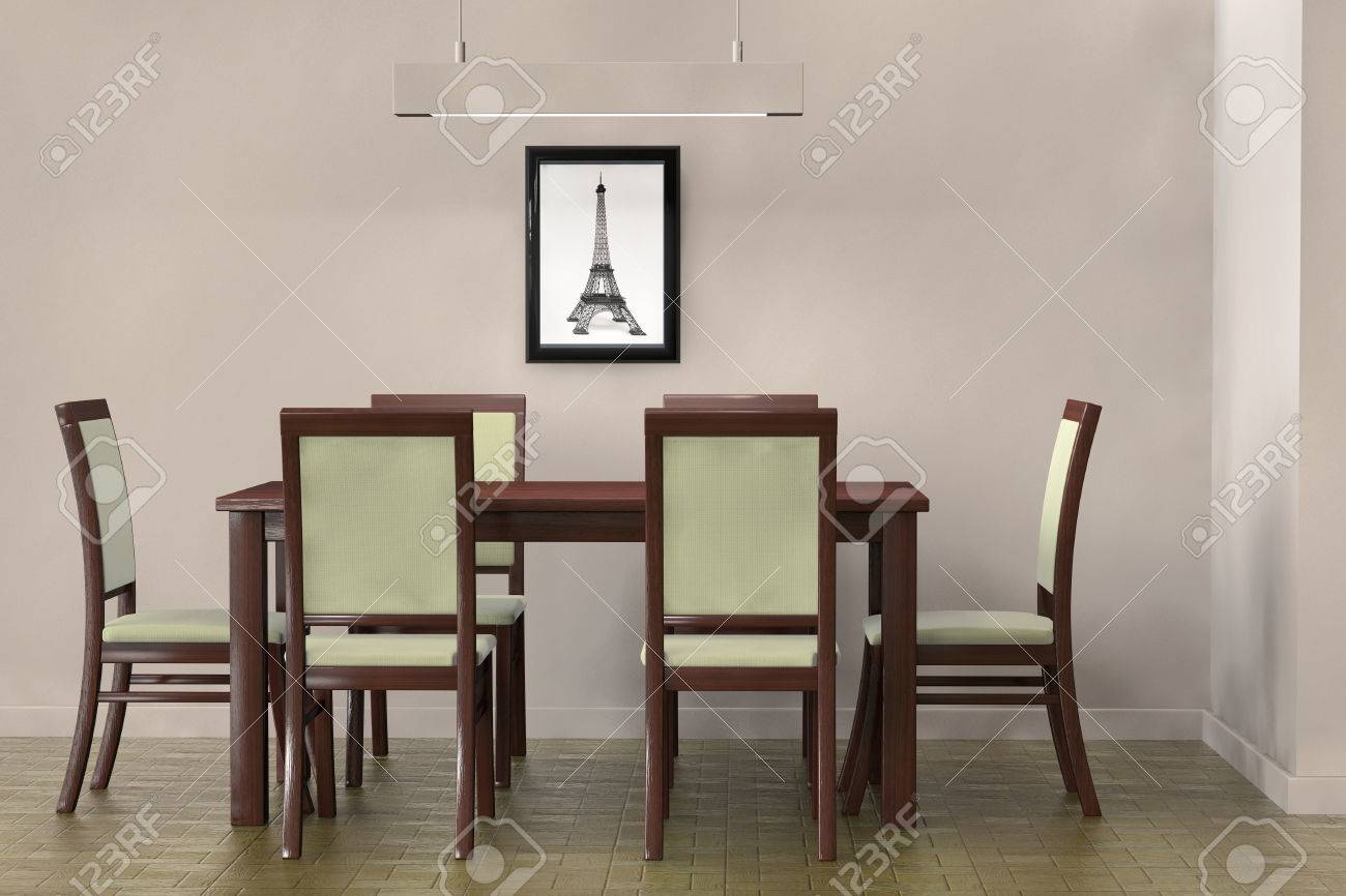 Living Room Setting. Modern Table And Chairs To Face A Blank ... Living Room Setting. Modern Table And Chairs To Face A Blank ...