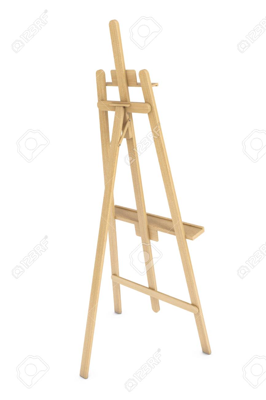 Caballete De Artista De Madera Sobre Un Fondo Blanco. Representación 3d. Fotos, Imágenes Y De Archivo Libres De Derecho. Image 75685930.