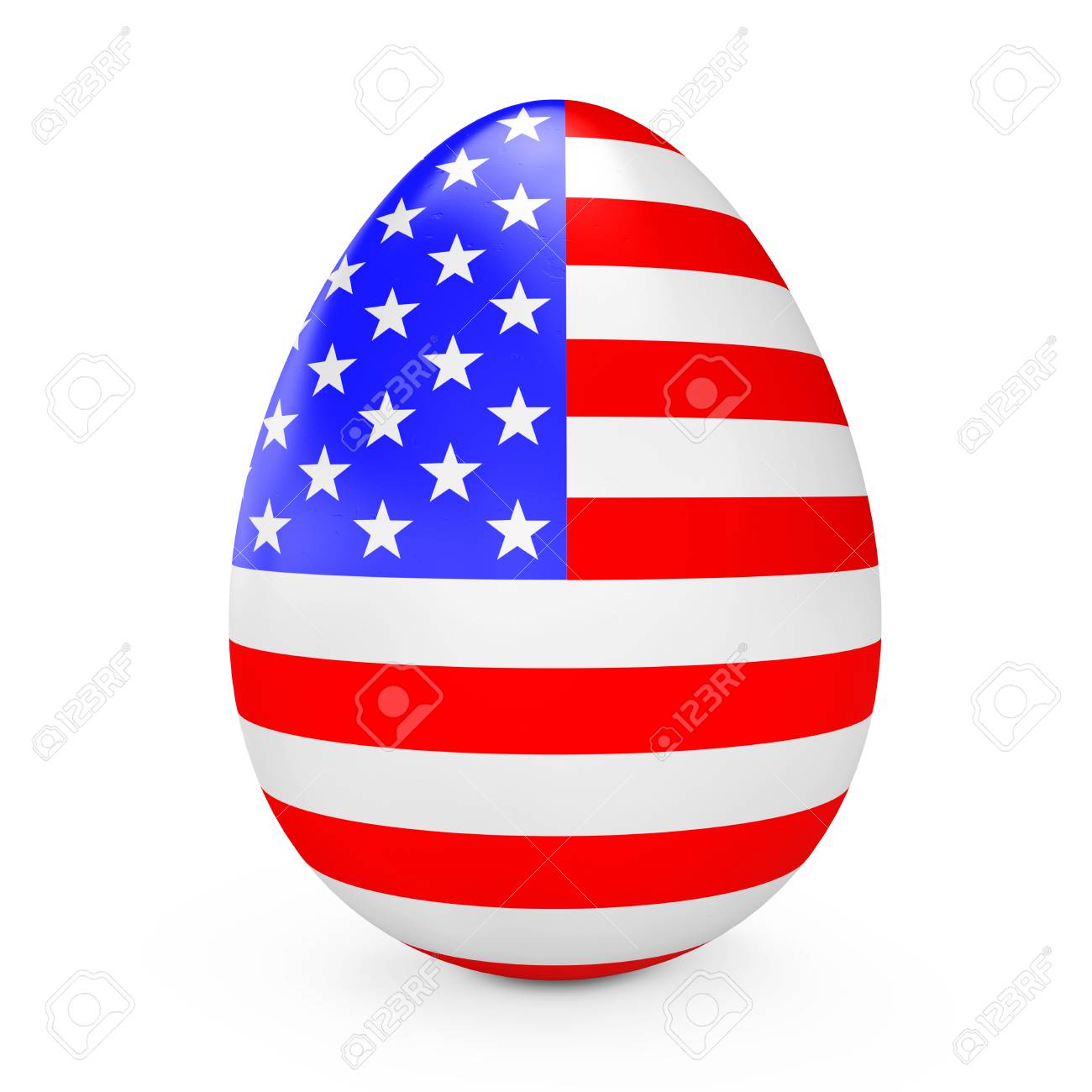 Easter Eggs with Flag of USA on a white background. 9d Rendering. Easter Eggs with Flag of USA on a white background. 9d Rendering.