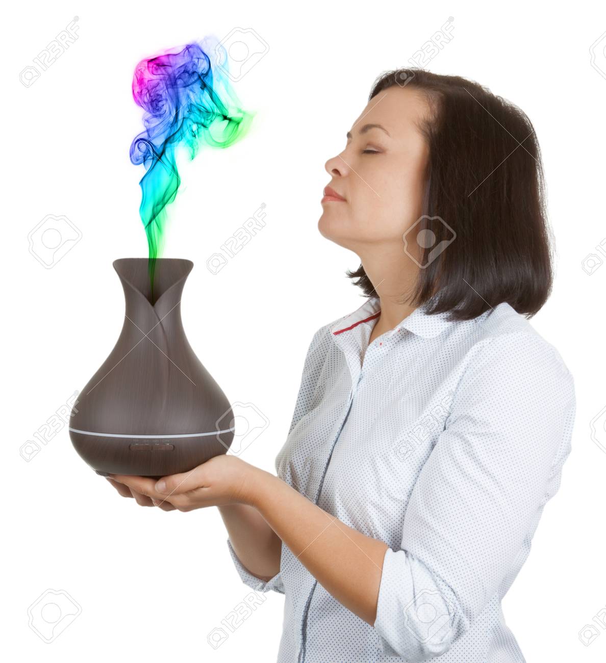 Aromatherapy Concept Beautiful Woman Smelling Color Steam From Stock Photo Picture And Royalty Free Image Image 5654