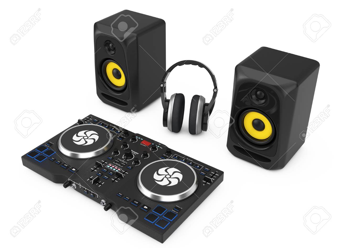 dj mixer and speakers