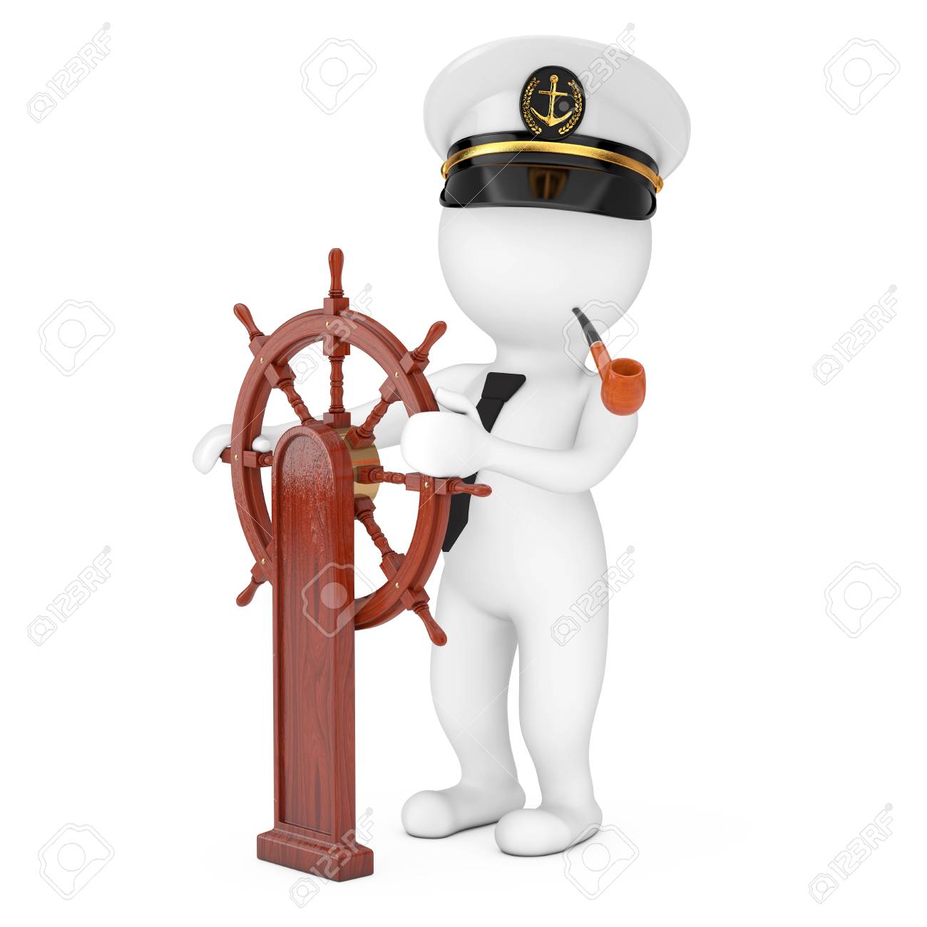 Captain Cartoon Character In Navy Ship Captain Hat With Smoking Stock Photo Picture And Royalty Free Image Image 119979229