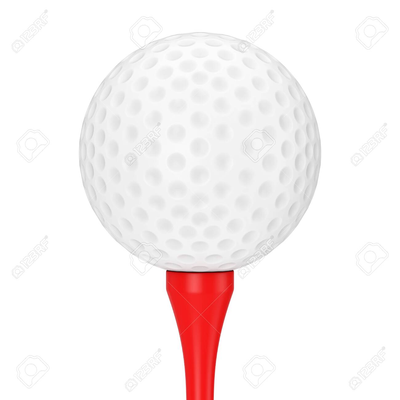 A White Golf Ball on Red Tee on a white background 3d Rendering - 121852042 A White Golf Ball on Red Tee on a white background 3d Rendering - 121852042