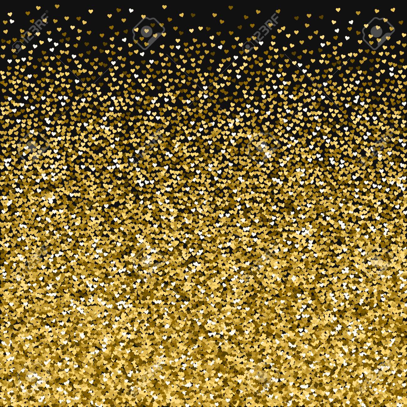 brillo dorado hecho de corazones gradiente inferior sobre fondo