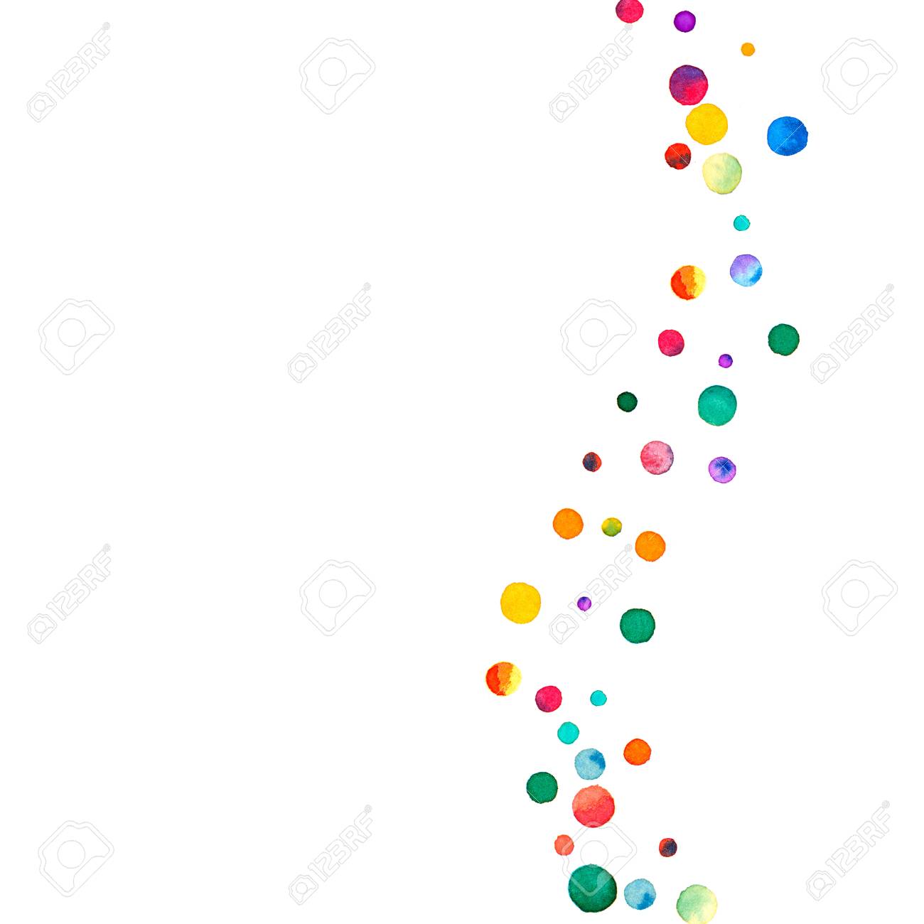 白い背景の上のスパース水彩紙吹雪 虹色の水彩紙吹雪 右側の波 カラフルな手描きのイラスト の写真素材 画像素材 Image
