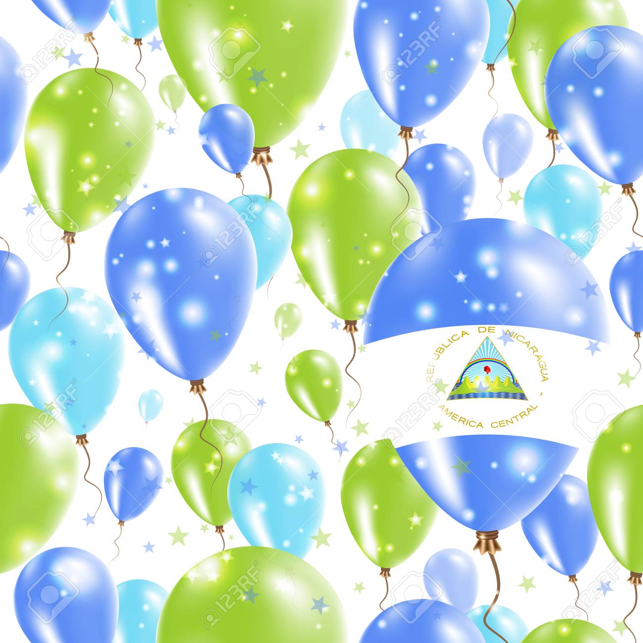 nicaragua independence day seamless pattern flying rubber balloons