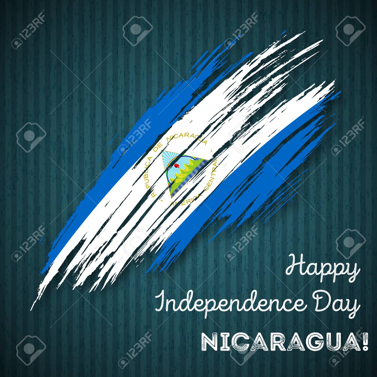 nicaragua independence day patriotic design expressive brush