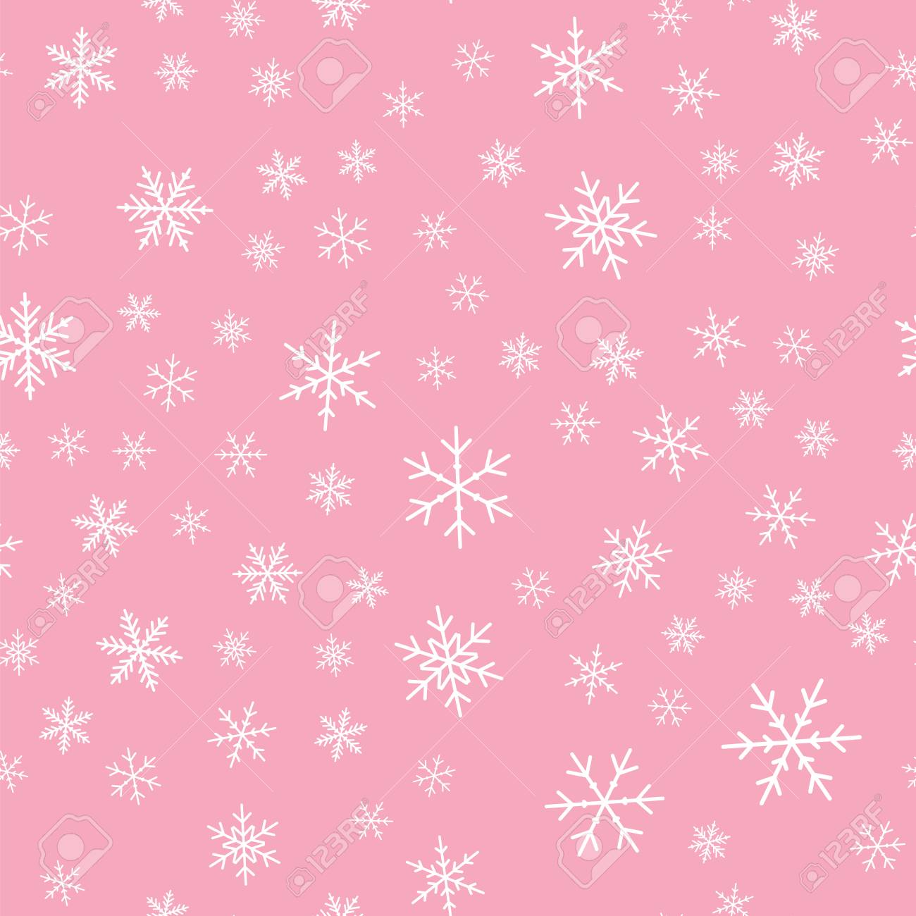 White Snowflakes Seamless Pattern On 
