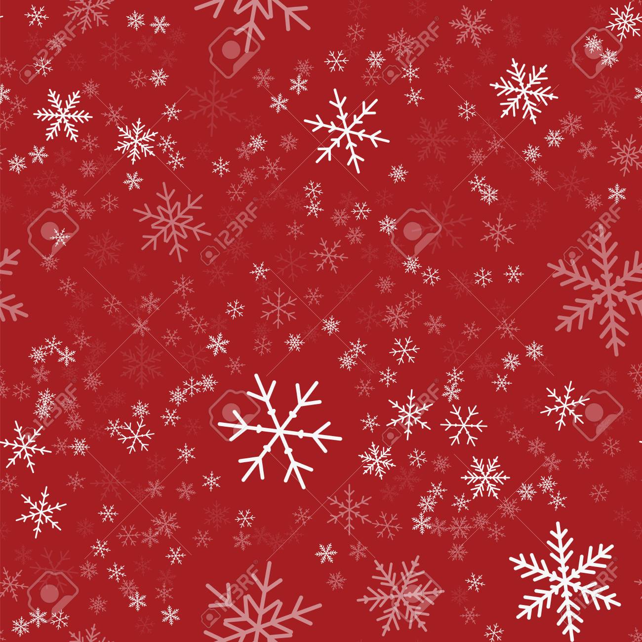 white snowflakes seamless pattern on red christmas background