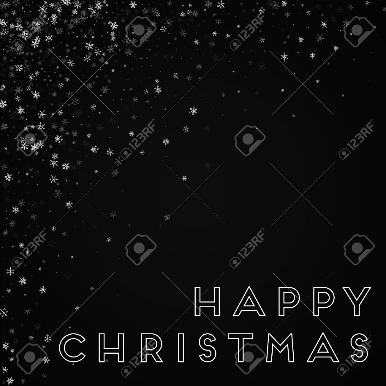 幸せなクリスマスのグリーティング カード 美しい雪の背景 黒の背景には美しい降雪 楽しいベクトル イラスト のイラスト素材 ベクタ Image