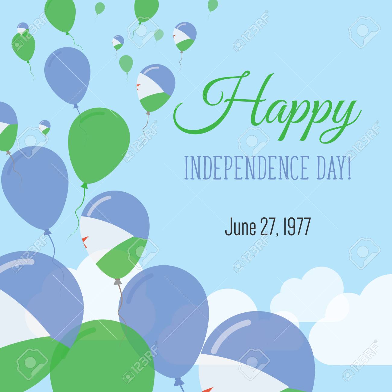 independence day flat greeting card djibouti independence day