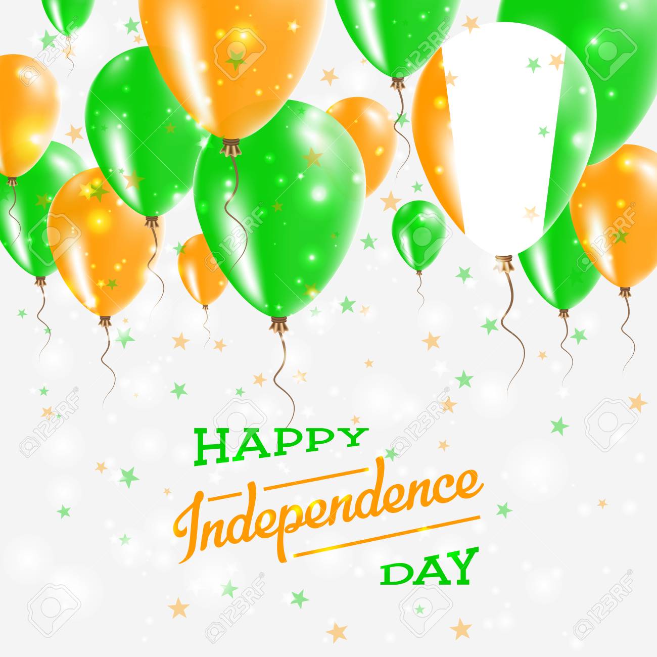 Poster Patriotico Do Vetor Da Costa D Ivoire Cartaz Do Dia Da Independencia Com Baloes Coloridos Brilhantes De Cores Nacionais Do Pais Celebracao Do Dia Da Independencia Da Costa Do Marfim Ilustraciones Vectoriales