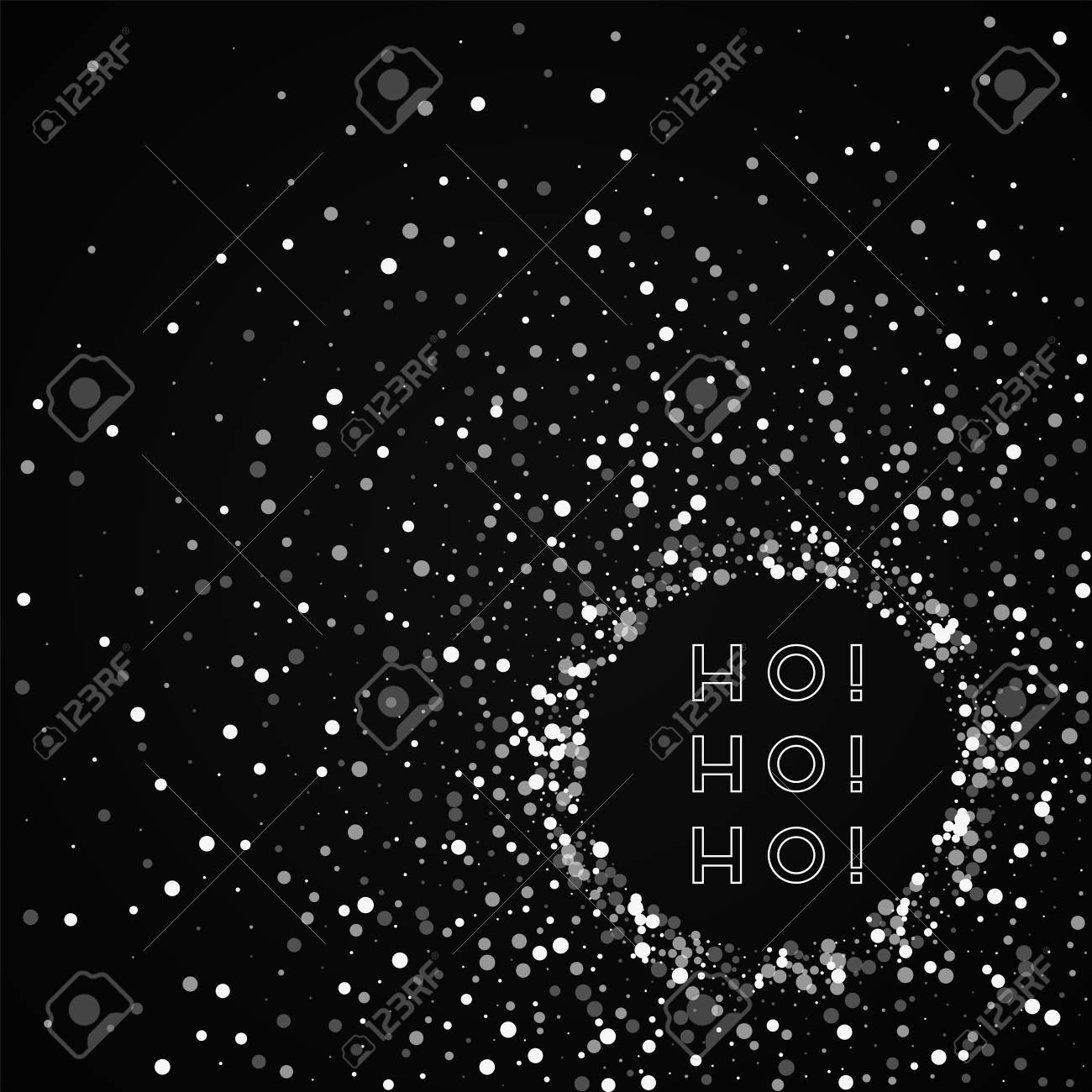 ホーホーグリーティングカード ランダムに落下白いドットの背景 黒の背景にランダムに落下白いドット 素晴らしいベクトルイラスト のイラスト素材 ベクタ Image