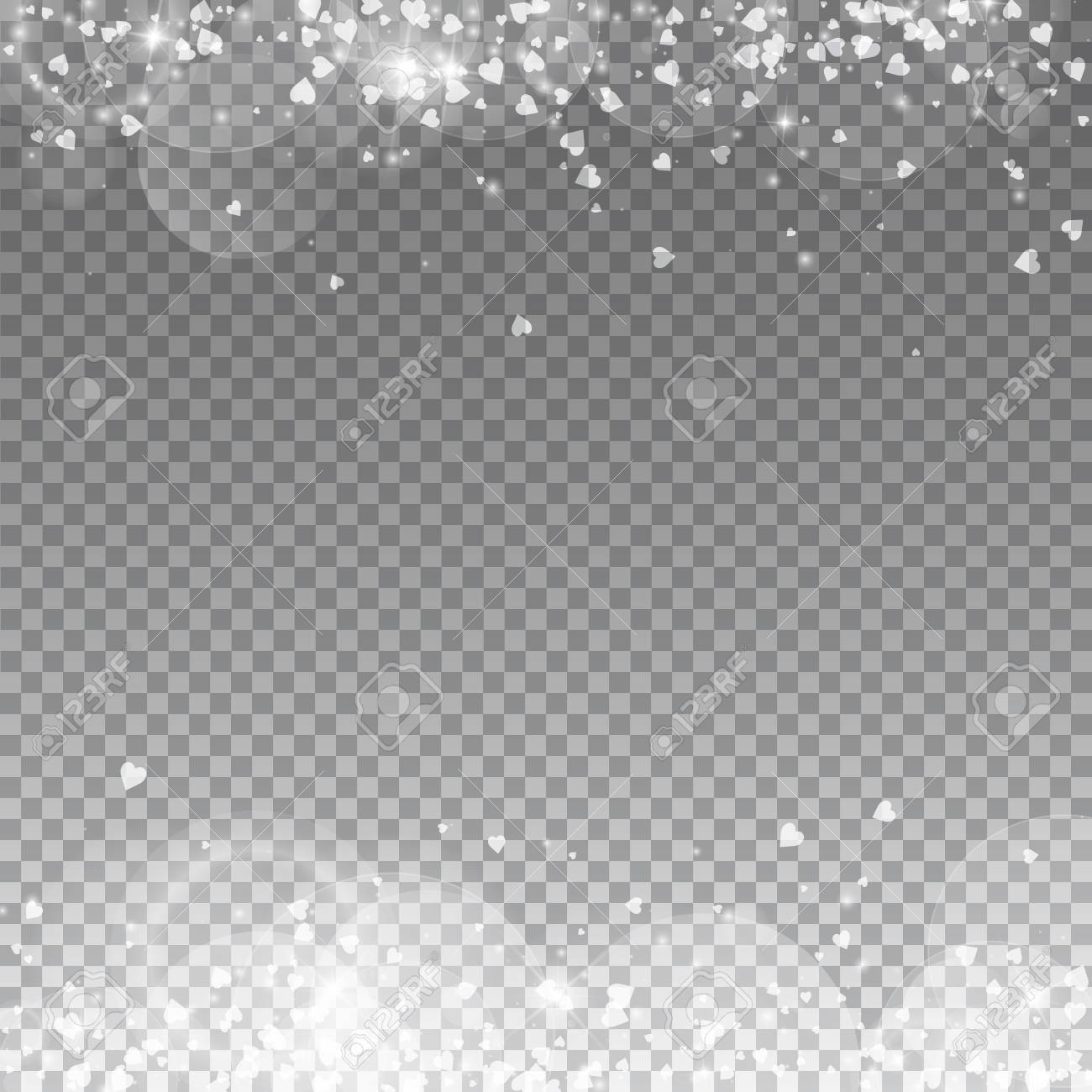 落ちる心バレンタインの背景。透明なグリッドの暗い背景に境界線 