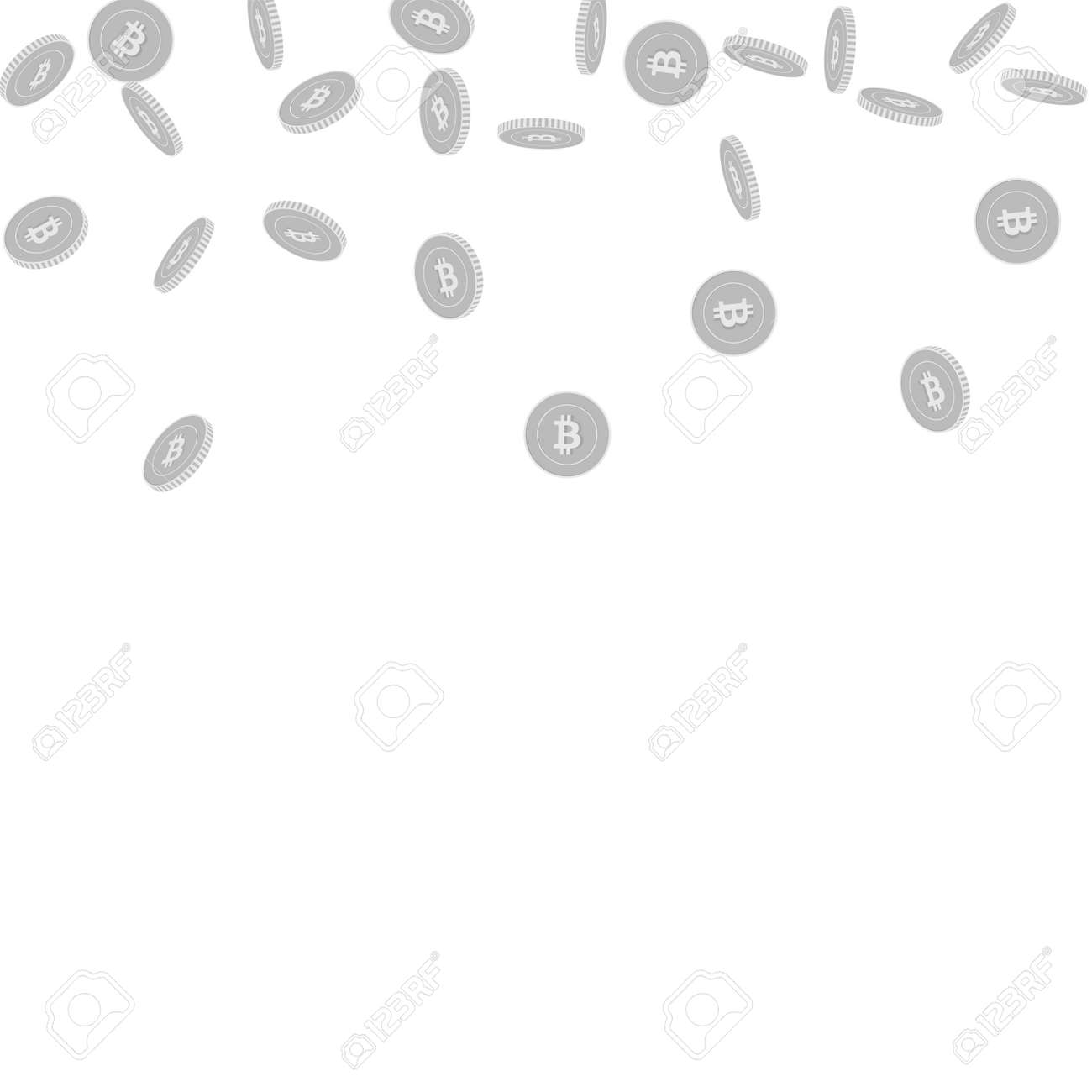 비트코인 인터넷 통화 동전은 흩어져 있는 흑백 Btc 스파스 동전 대박 또는 성공 개념을 기쁘게 하는 분산형 상단 그라데이션 벡터  일러스트 레이 션으로 떨어지는 로열티 무료 사진, 그림, 이미지 그리고 스톡포토그래피. Image