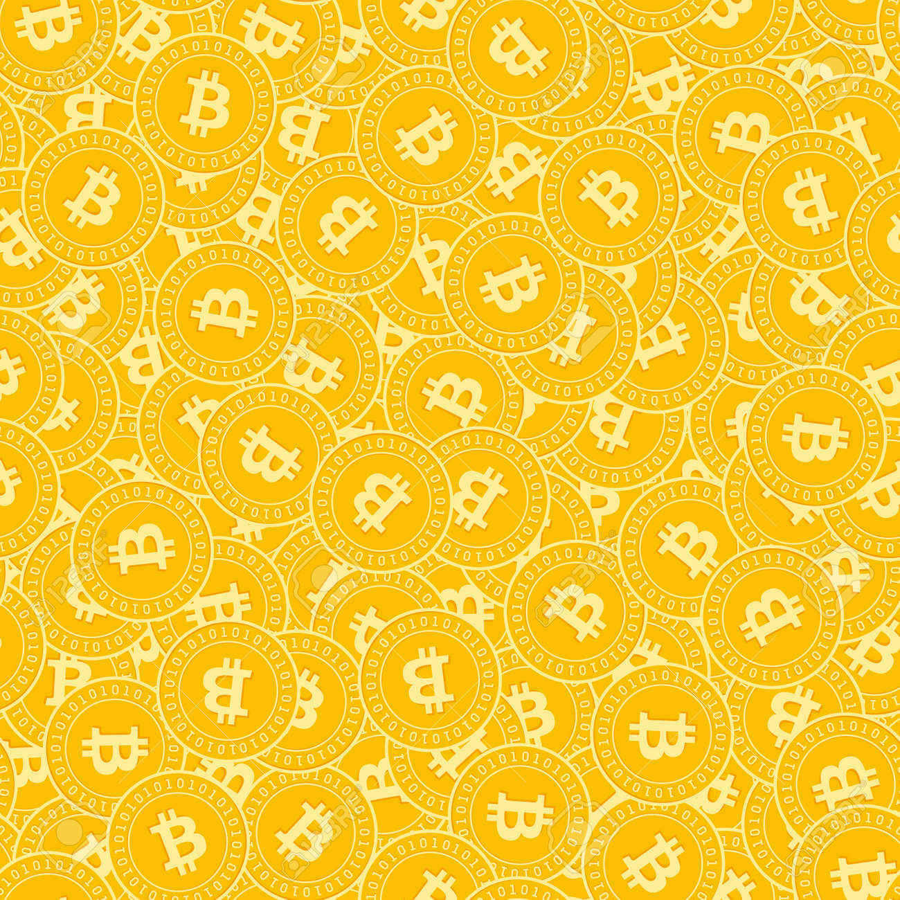 ビットコイン、インターネット通貨コインのシームレスなパターン。崇高な散乱BTCコイン 。大きな勝利または成功のコンセプト。暗号通貨、デジタル無秩序なフラットマネーパターン。コインタイルのベクトル図です。のイラスト素材・ベクター  Image 165176334