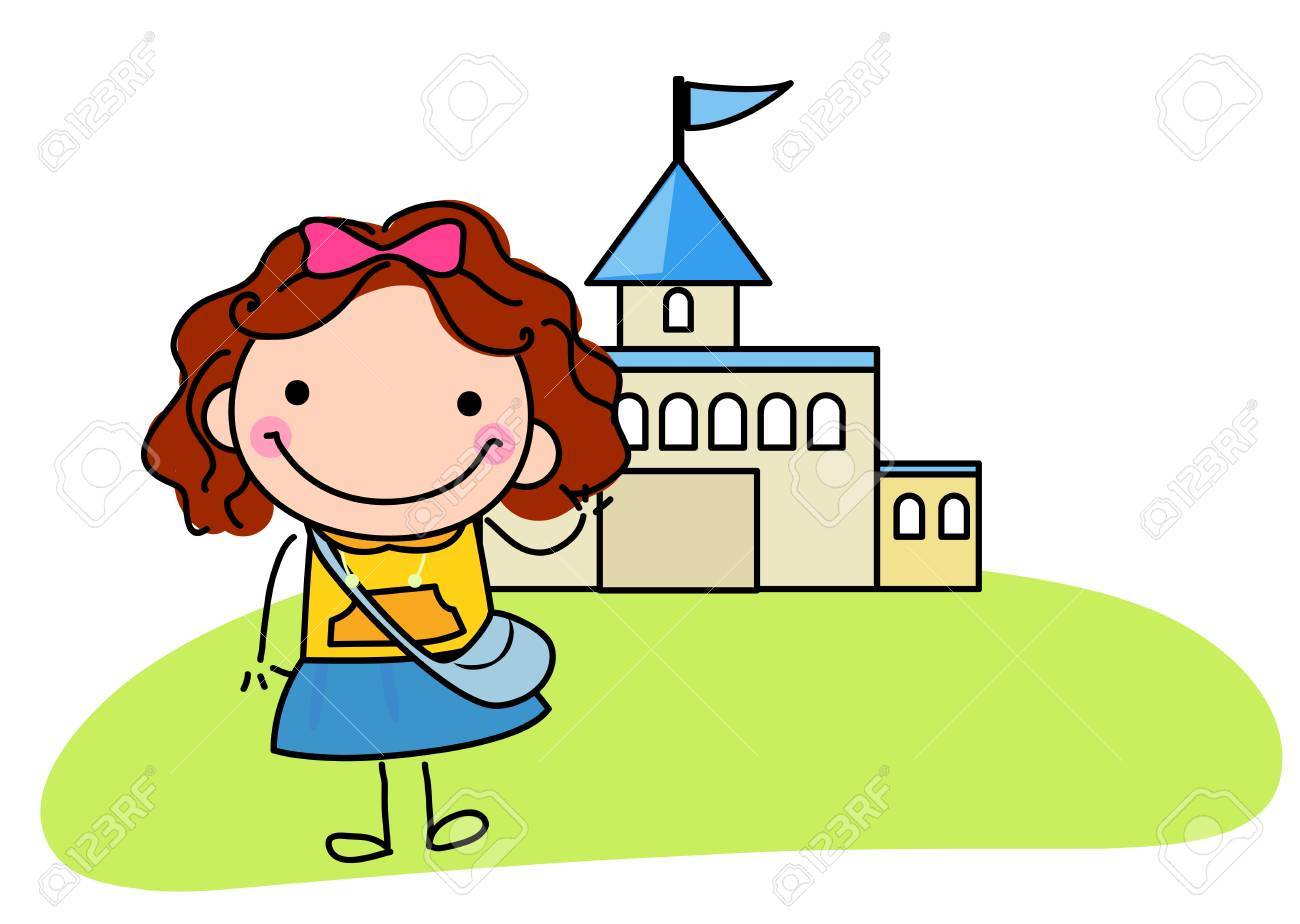 Little Girl Ready To School Royalty Free Cliparts Vectors And Stock Illustration Image