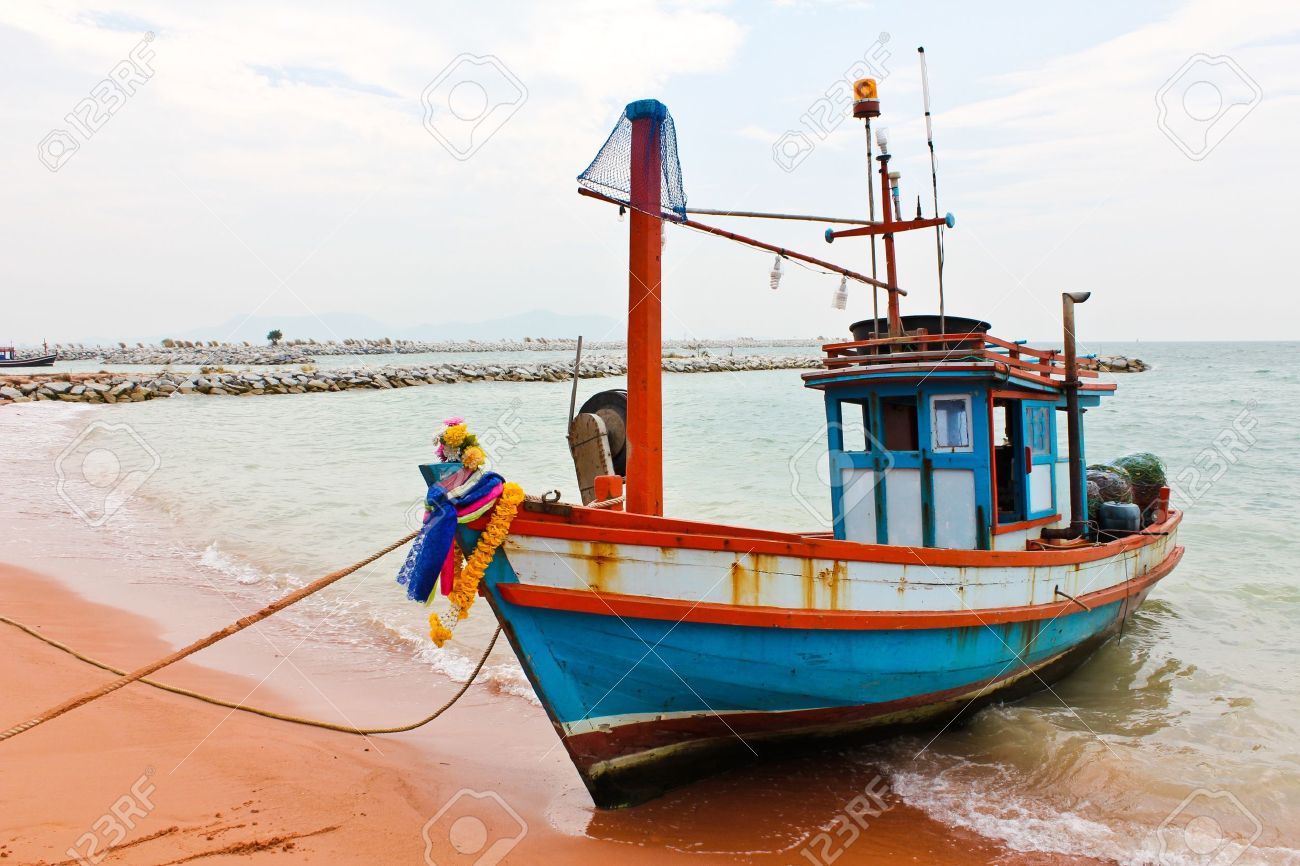 wooden fishing boat on