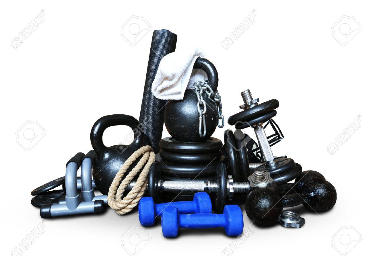 Sports equipment for bodybuilding collected in a heap - 50844824 Sports equipment for bodybuilding collected in a heap - 50844824