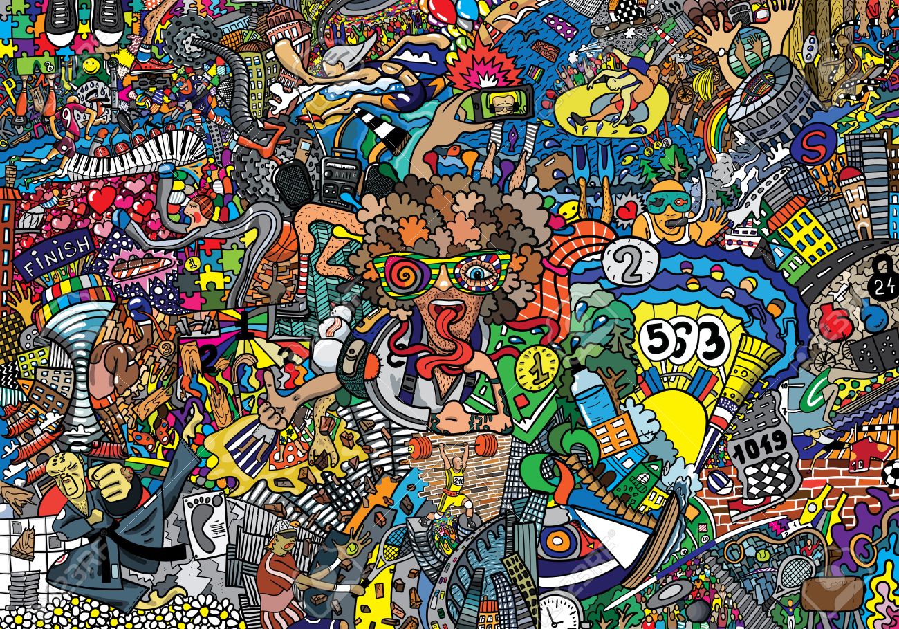 Sports collage on a large brick wall, graffiti - 64362878 Sports collage on a large brick wall, graffiti - 64362878