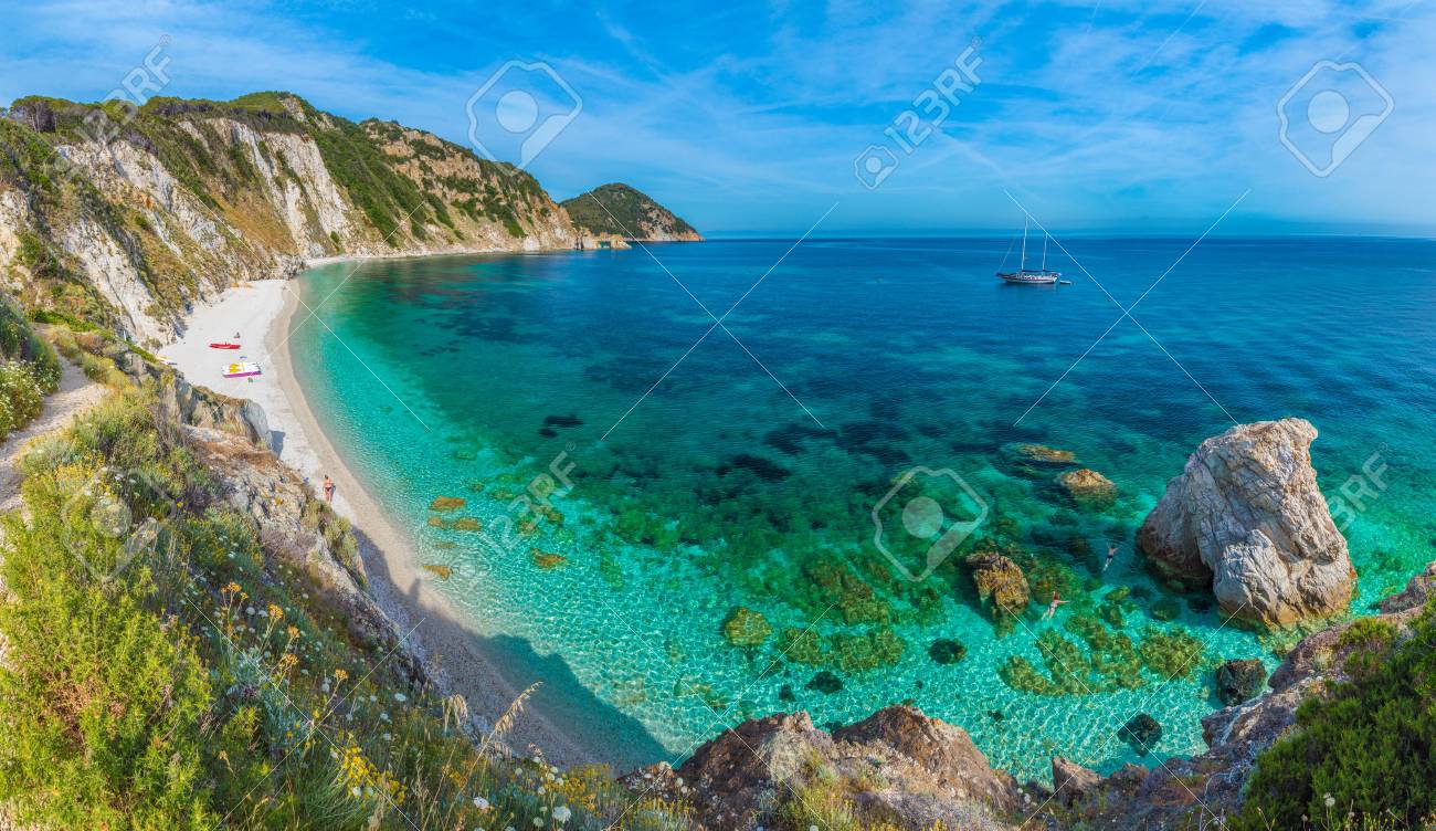 Sansone Beach With Amazing Turquoise Water Elba Island Tuscany