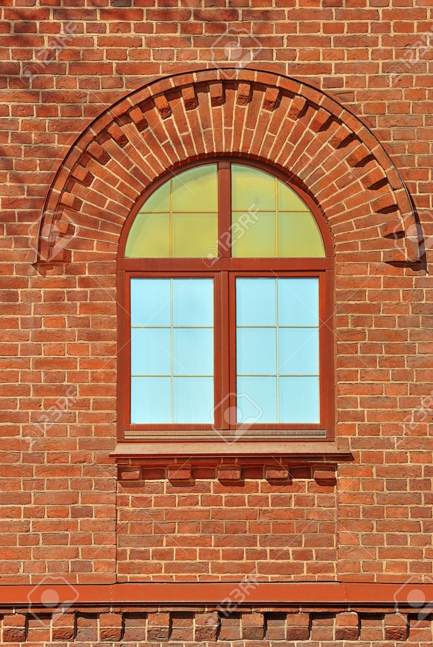 Window With An Arch On The Background Wall Of Red Brick From Stock Photo Picture And Royalty Free Image Image 56006272