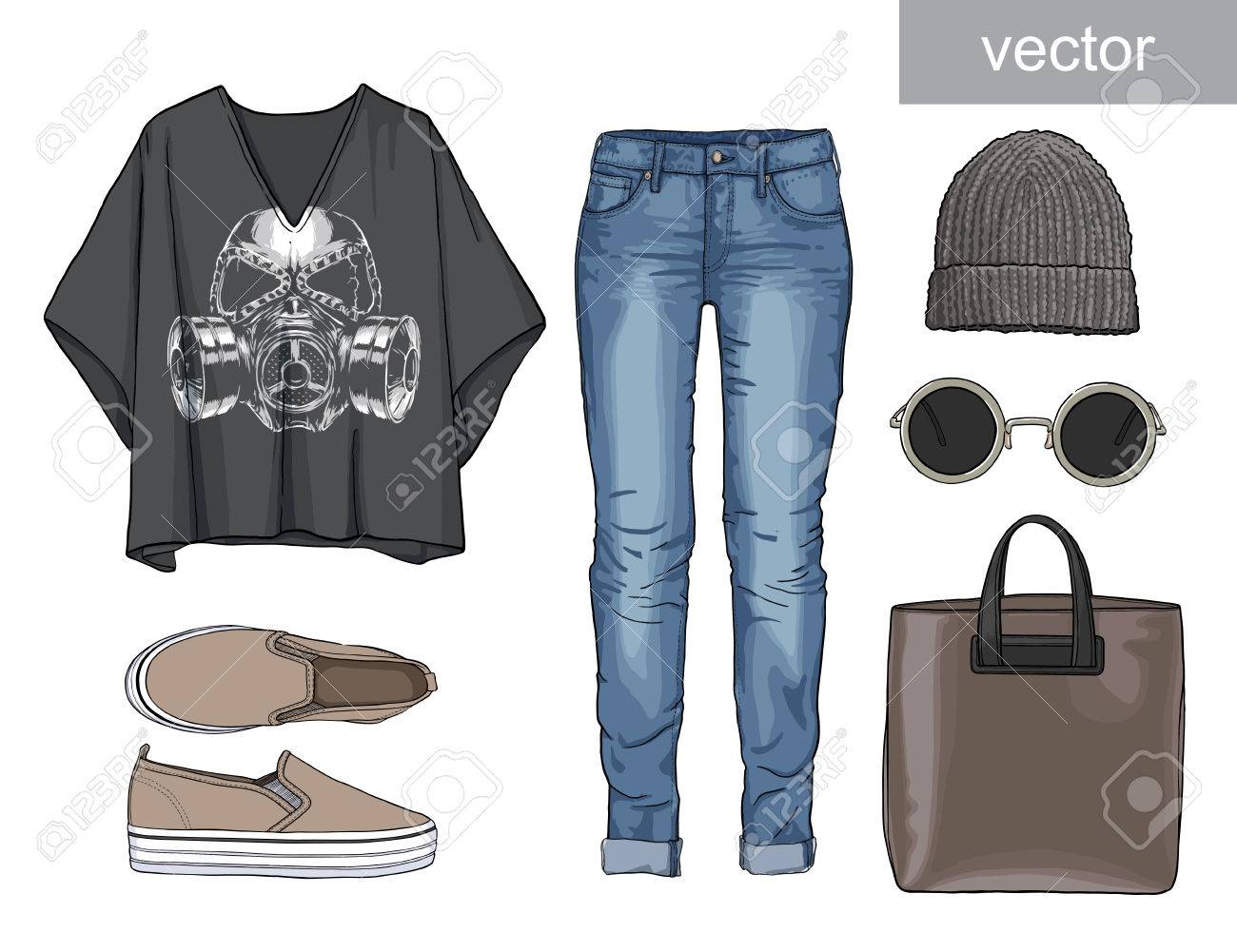 Dama De La Moda Conjunto Del Otono Traje De La Temporada De