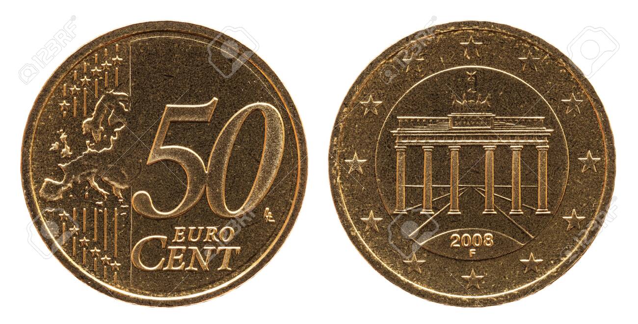 German 50 Euro Cent Germany Coin, Front Side 50 And Europe, Backside  Brandenburg Gate, Brass Stock Photo, Picture and Royalty Free Image. Image  120358166.