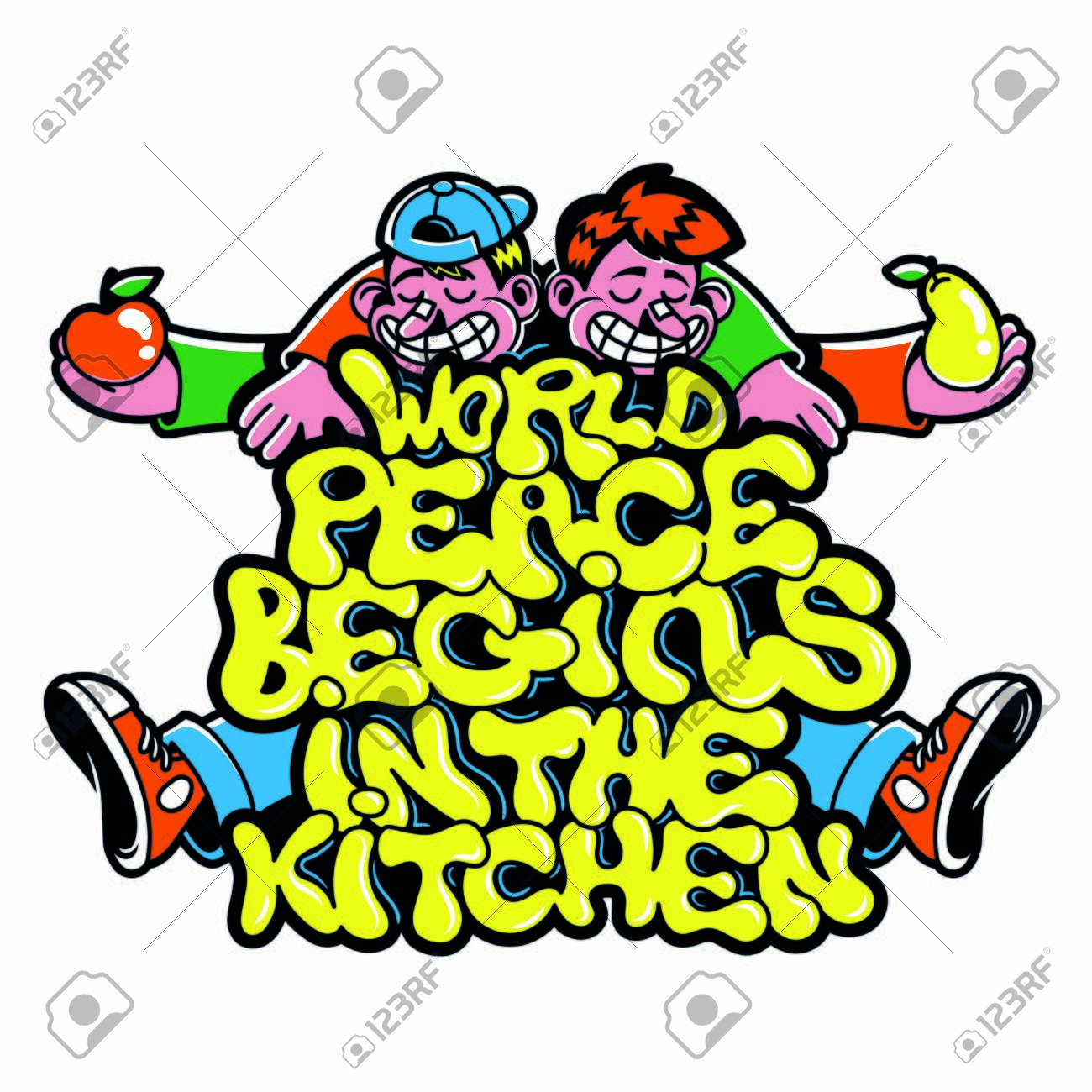 Go Vegan Vegetarian Phrase World Peace Begins In The Kitchen