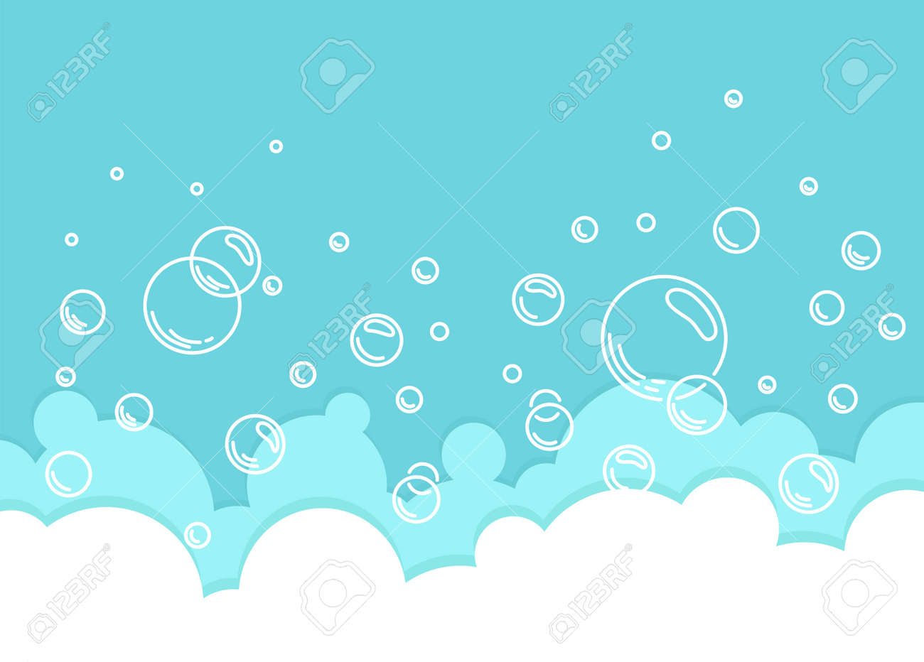 Soap Foam Background. Bubbles Of Liquid Soap, Foam Border. Vector Cartoon  Illustration. Клипарты, SVG, векторы, и Набор Иллюстраций Без Оплаты  Отчислений. Image 176450576