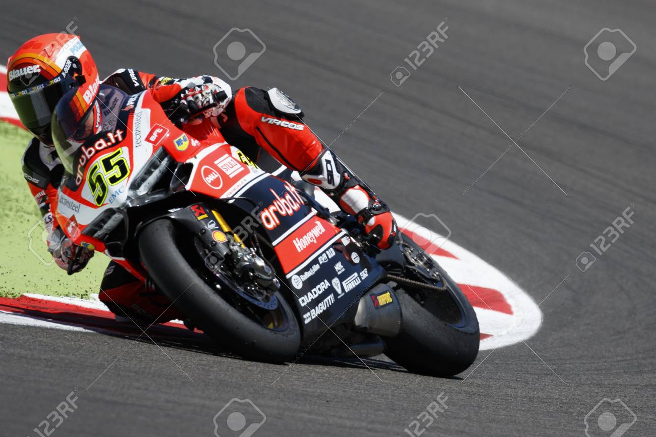 Aruba It レース ドゥカティ Sbk チーム ミケーレ ピロ Fim スーパー バイク世界選手権 15 年 6 月 21 日に Mis のミサノ サーキットでのレース中にスーパー バイク レース 2 中の駆動のミサノ アドリアティコ イタリア 15 年 6 月 21