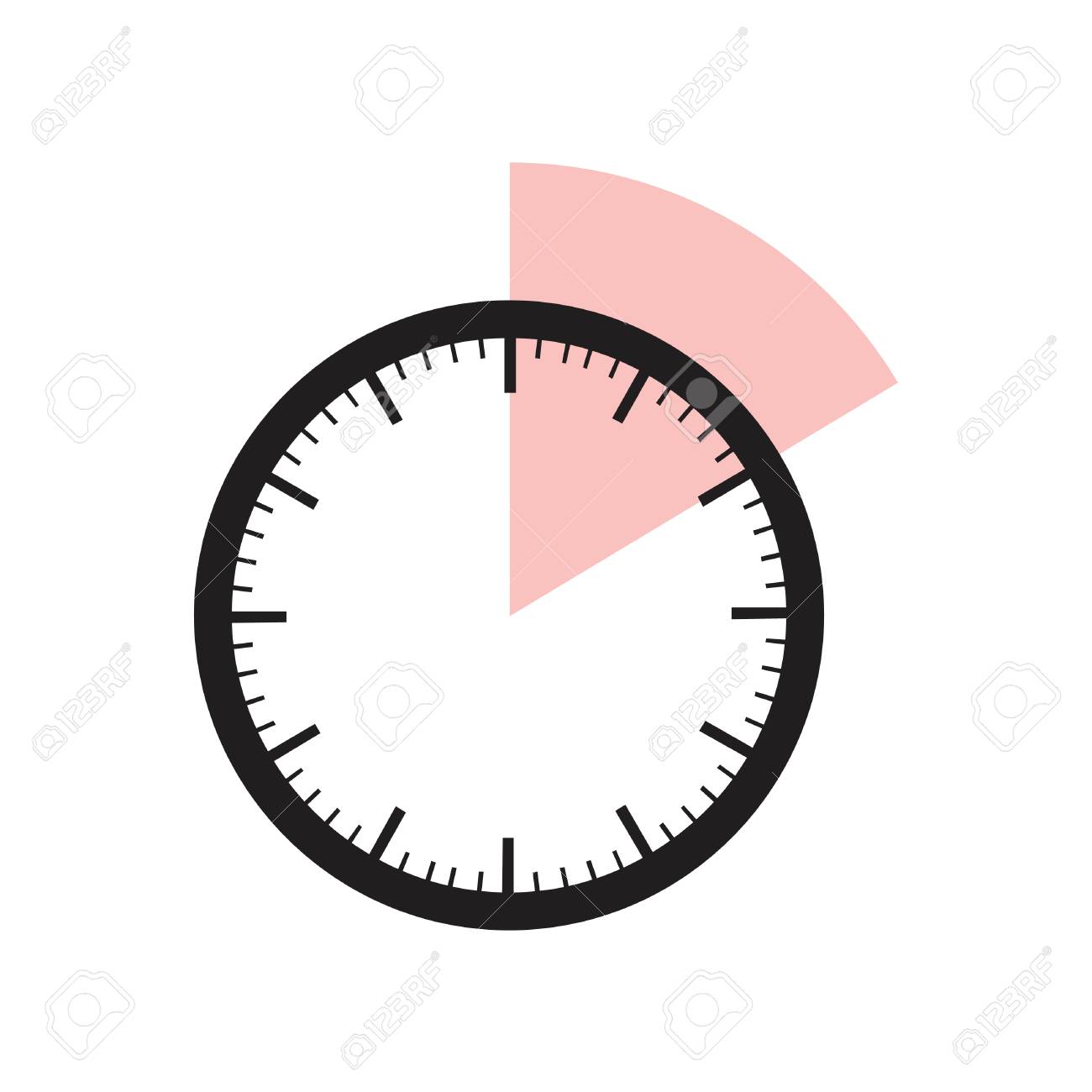10 minutes timer office clock with pink 10 min segment royalty free